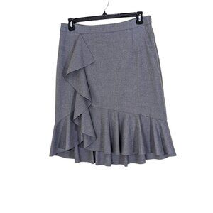 Banana Republic NEW Ruffled Straight Skirt Womens Size 12 Gray Feminine Romantic